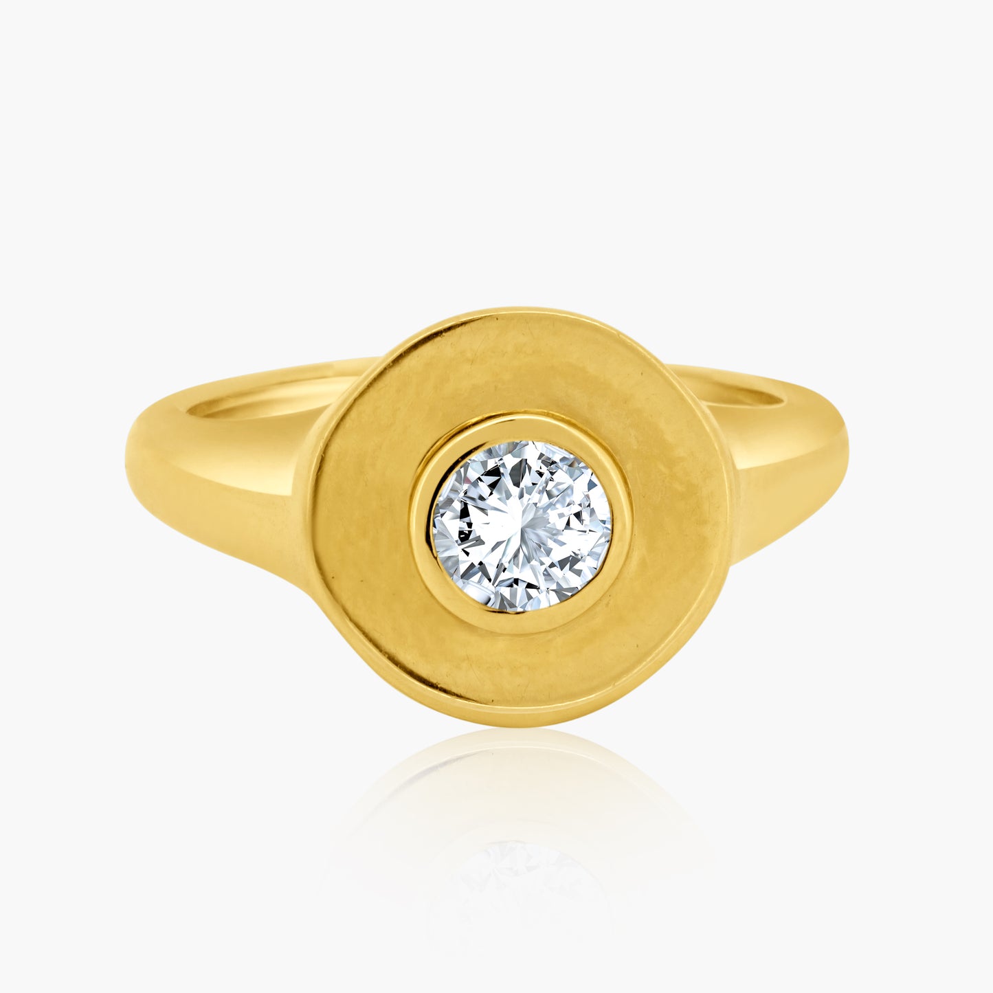 14K Yellow Gold Round Diamond Pinky Ring - R605935