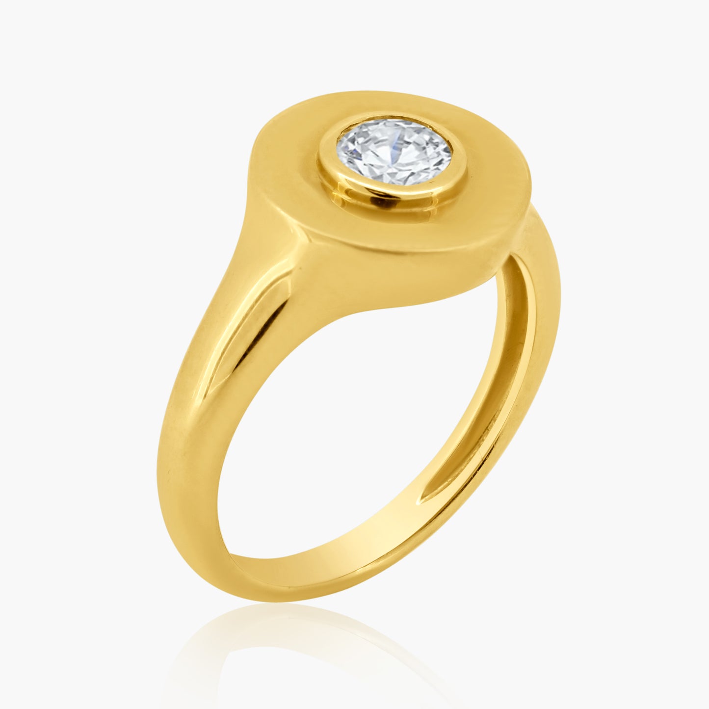 14K Yellow Gold Round Diamond Pinky Ring - R605935