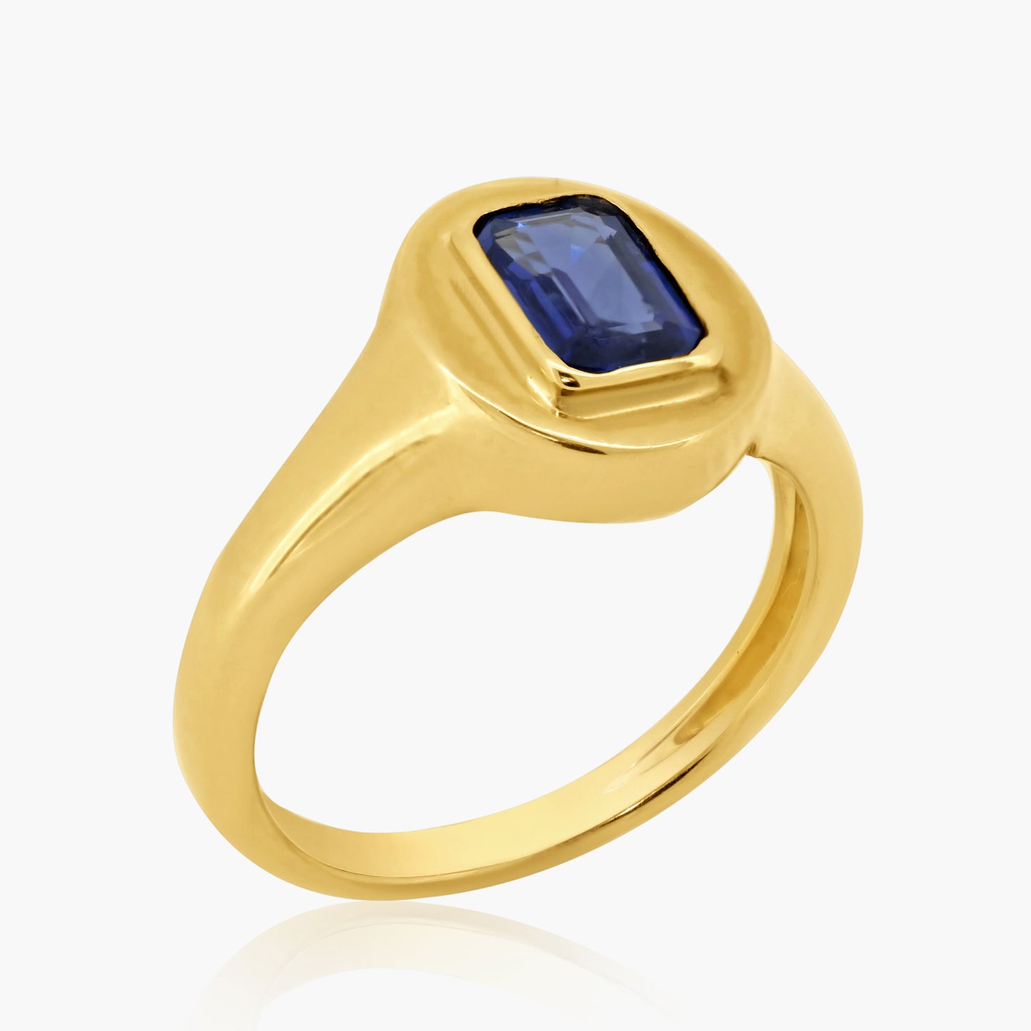 14K Yellow Gold Blue Sapphire Pinky Ring - R605940BSAP