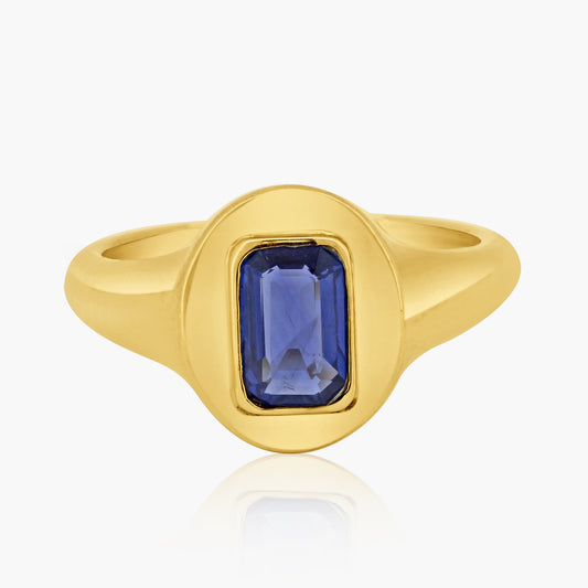 14K Yellow Gold Blue Sapphire Pinky Ring - R605940BSAP