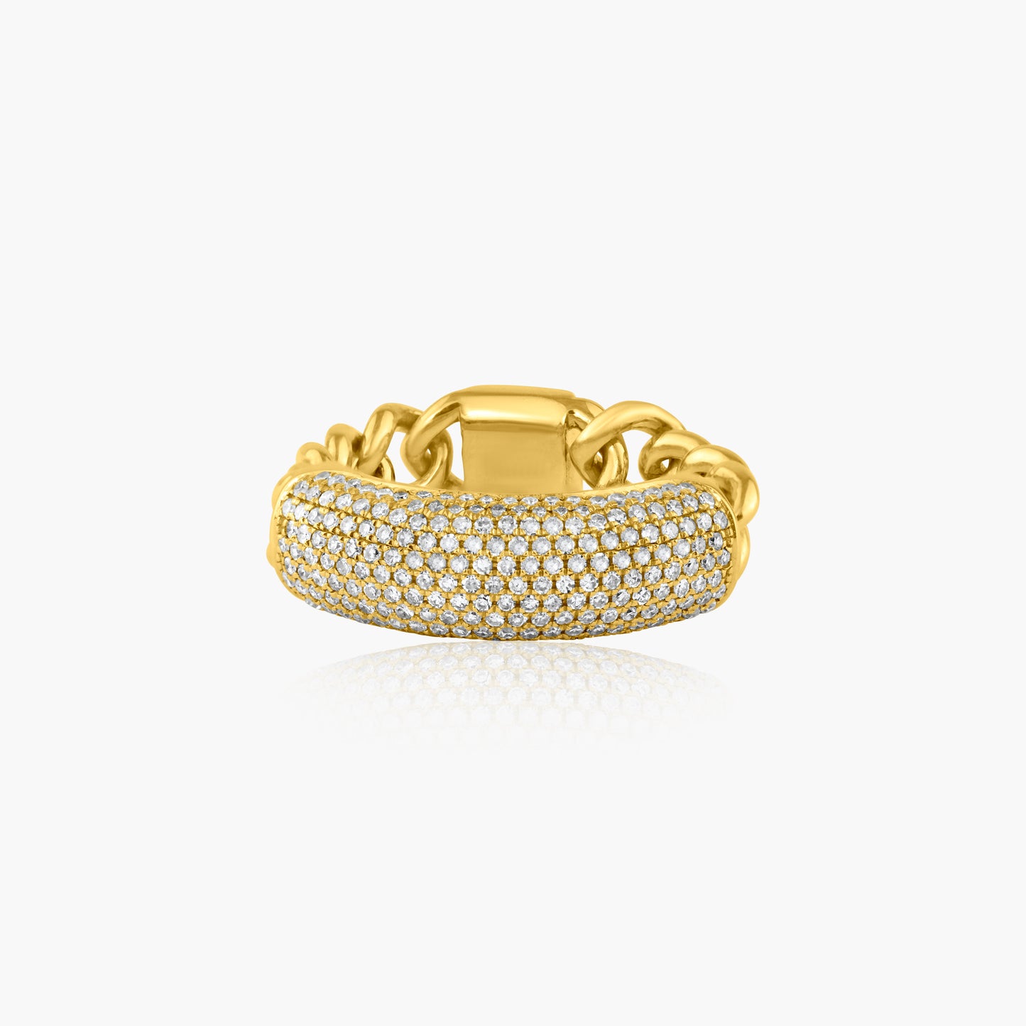 14K Yellow Gold Pave Diamond Chain Link Ring  - R60594102