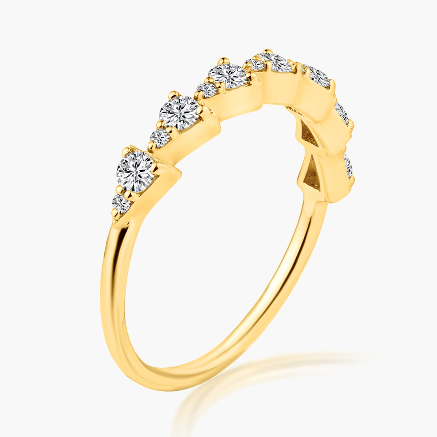 14K Yellow Gold Dainty Round Diamond Band - R60594502