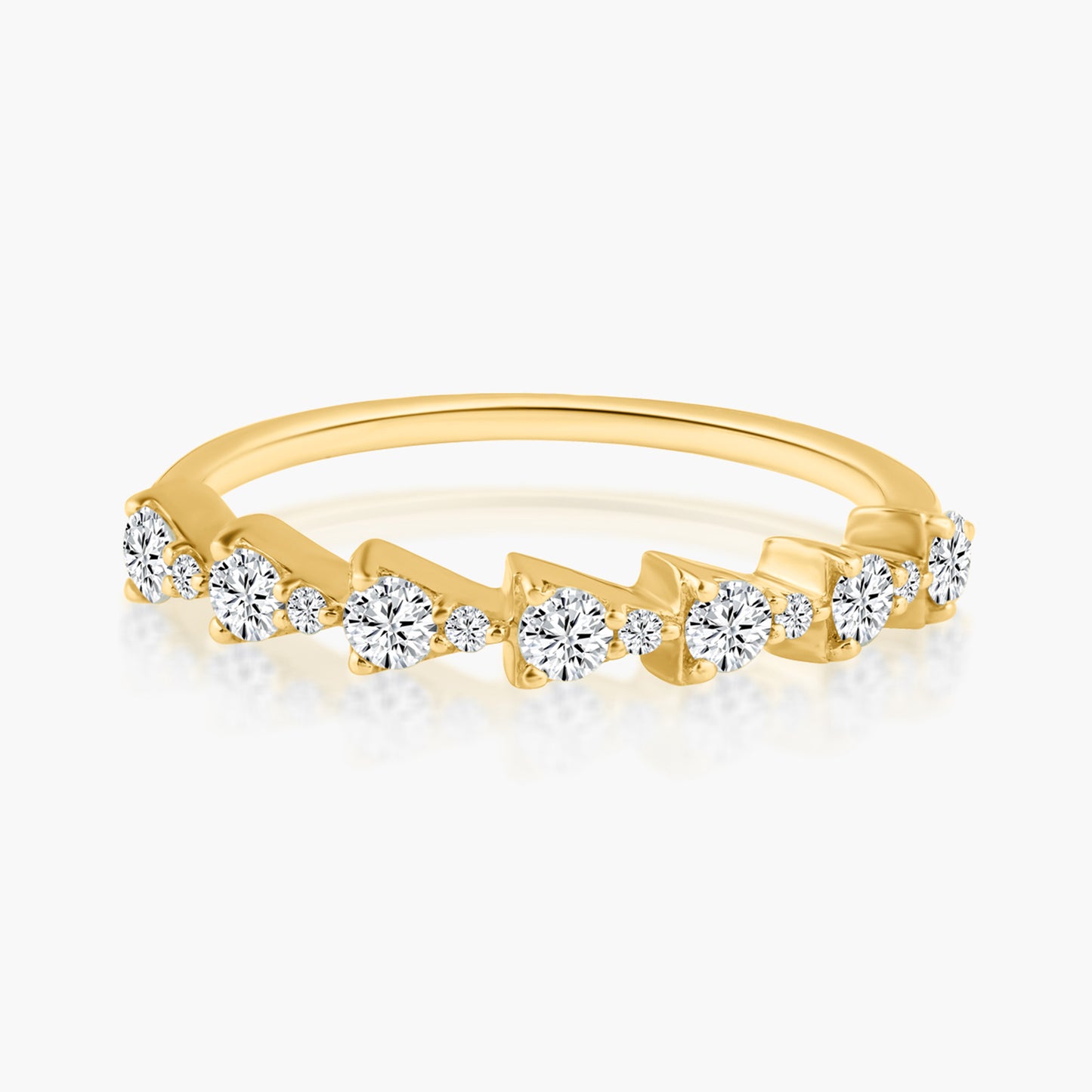 14K Yellow Gold Dainty Round Diamond Band - R60594502