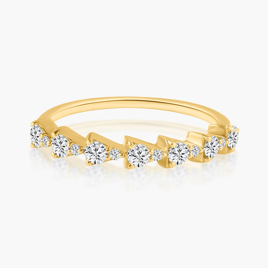 14K Yellow Gold Dainty Round Diamond Band - R60594502