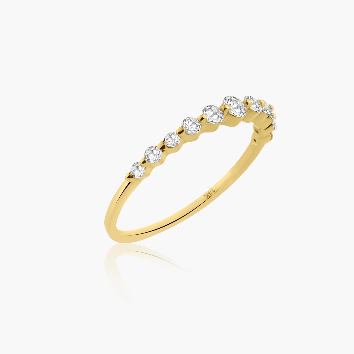 14K Yellow Gold Dainty Round Diamond Ring - R60594901