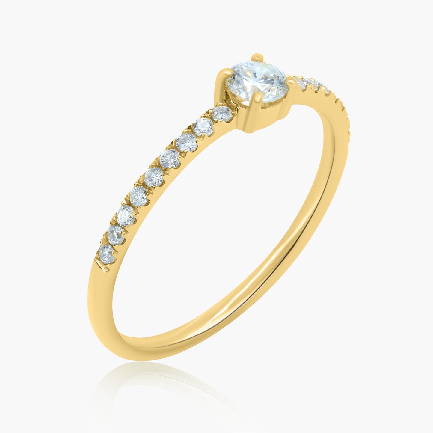 14K Yellow Gold Dainty Center Round Diamond Ring-R60595901