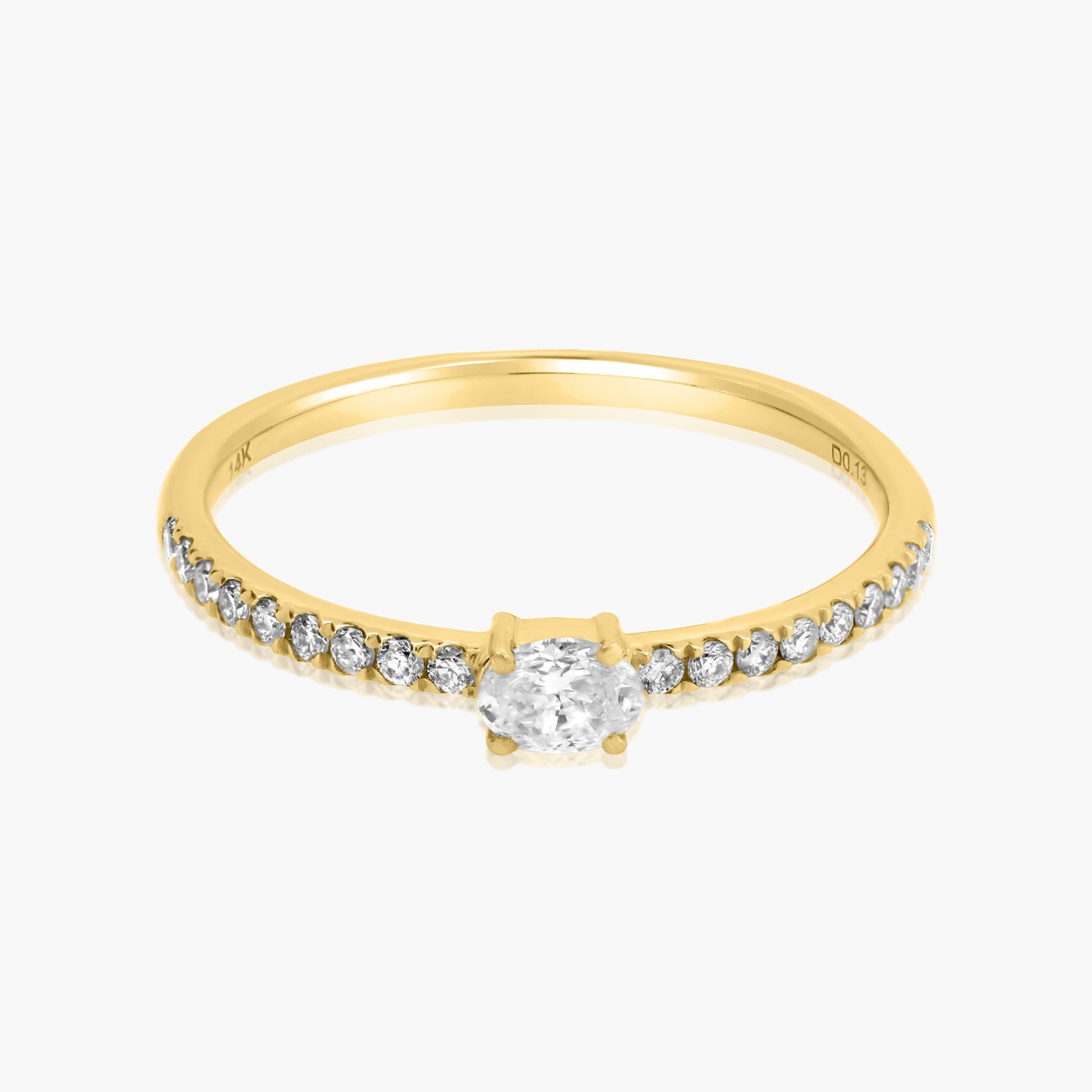 14K Yellow Gold Dainty Center Oval Diamond Ring-R60595902