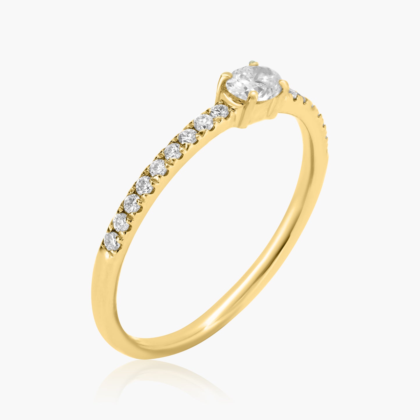 14K Yellow Gold Dainty Center Oval Diamond Ring-R60595902