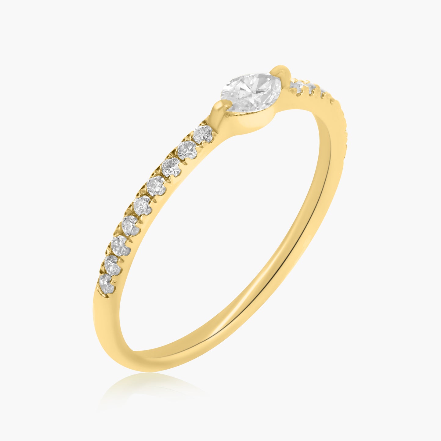 14K Yellow Gold Dainty Center Marquise Diamond Ring-R60595906