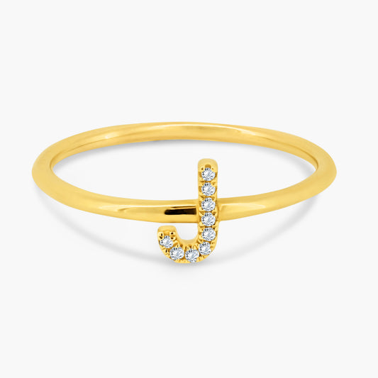 14K Yellow Gold Dainty Personalized Initial Ring-R605960