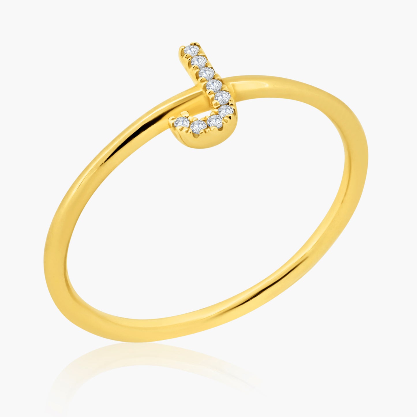 14K Yellow Gold Dainty Personalized Initial Ring-R605960