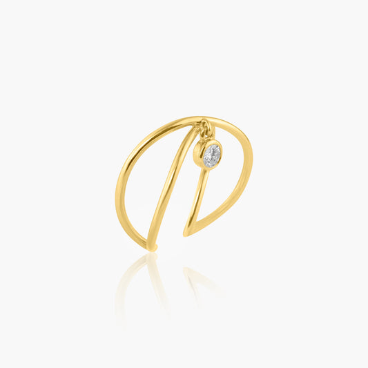 14K Yellow Gold Dangle Diamond Crossover Ring - R605963