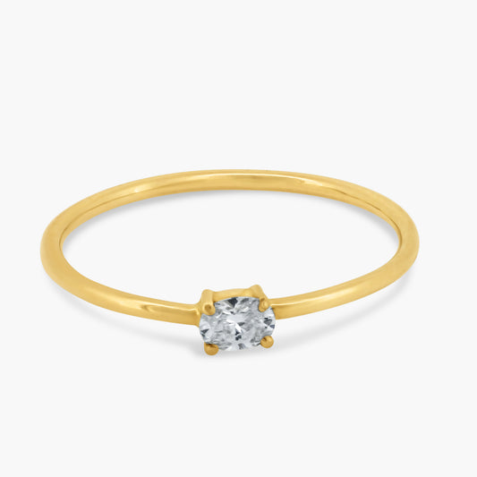 14K Yellow Gold Dainty Oval Diamond Ring-R60596502