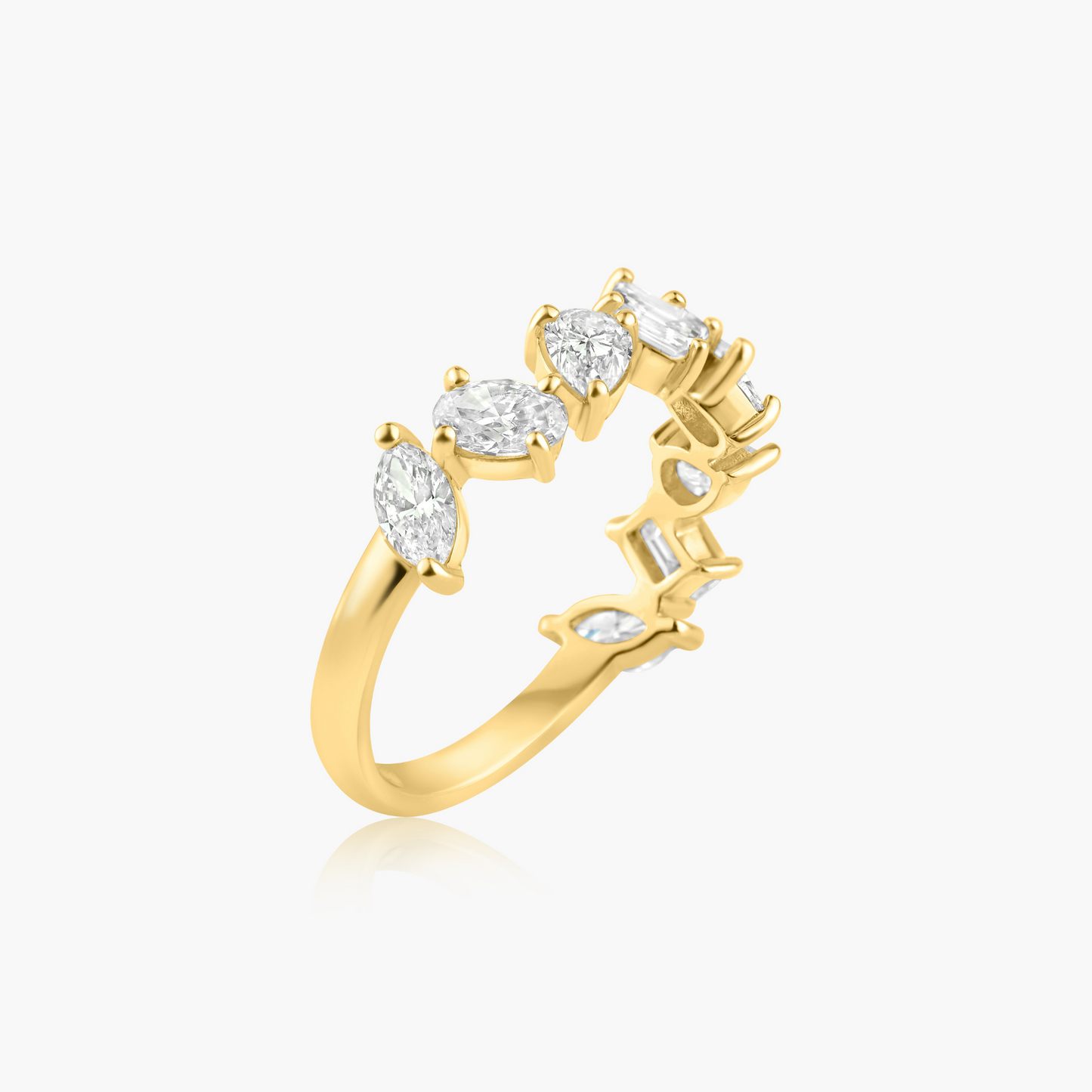 14K Yellow Gold Mixed Cut Diamond Band-R60597102