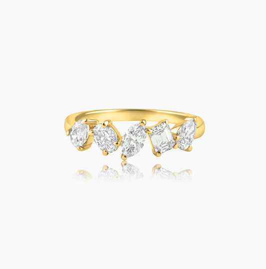 14K Yellow Gold Mixed Cut Diamond Band-R60597103