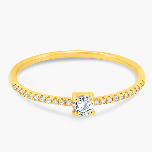 14K Yellow Gold Center Round Diamond Ring-R60598001