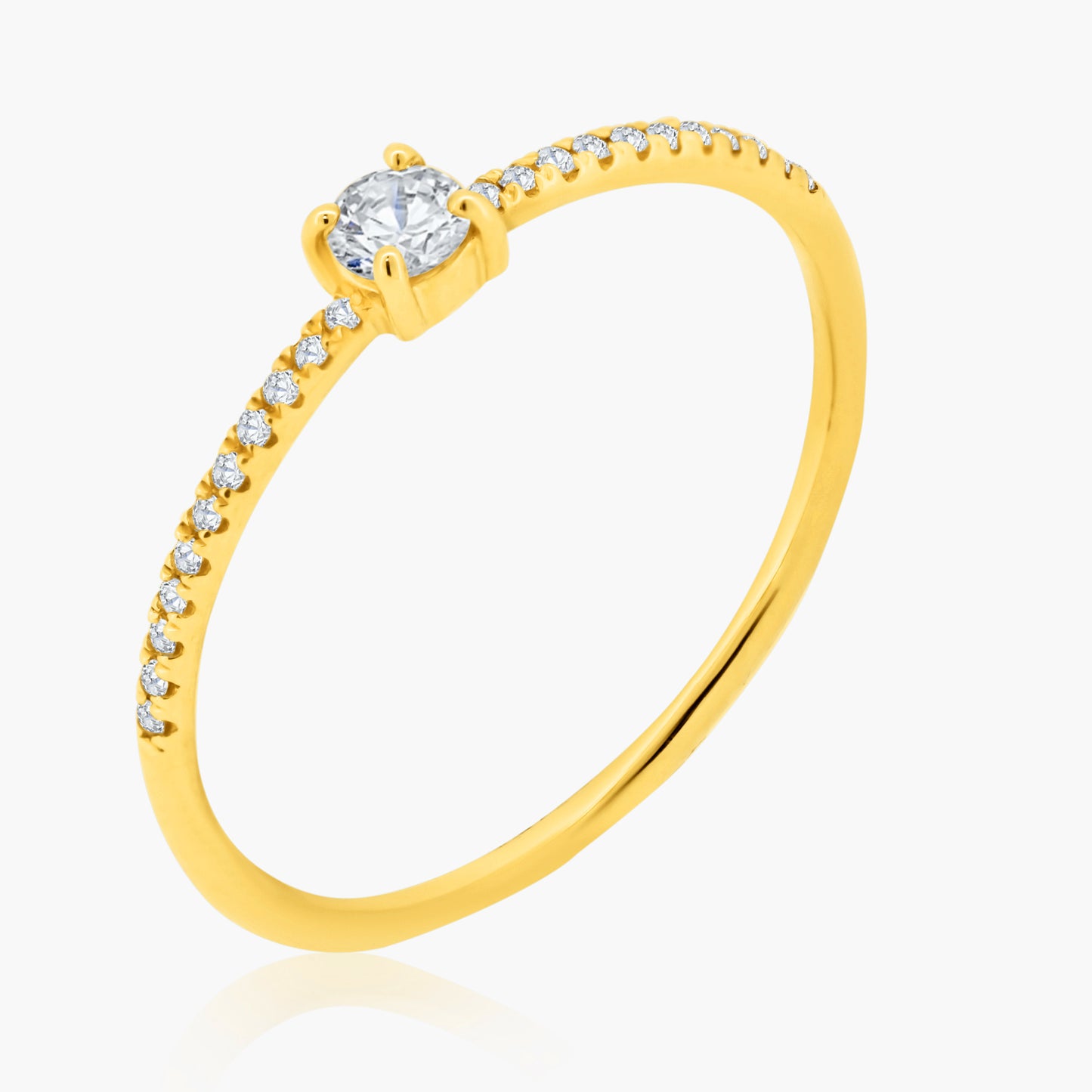 14K Yellow Gold Center Round Diamond Ring-R60598001