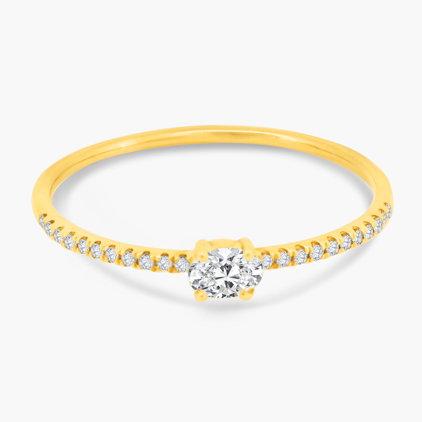 14K Yellow Gold Center Oval Diamond Ring-R60598002