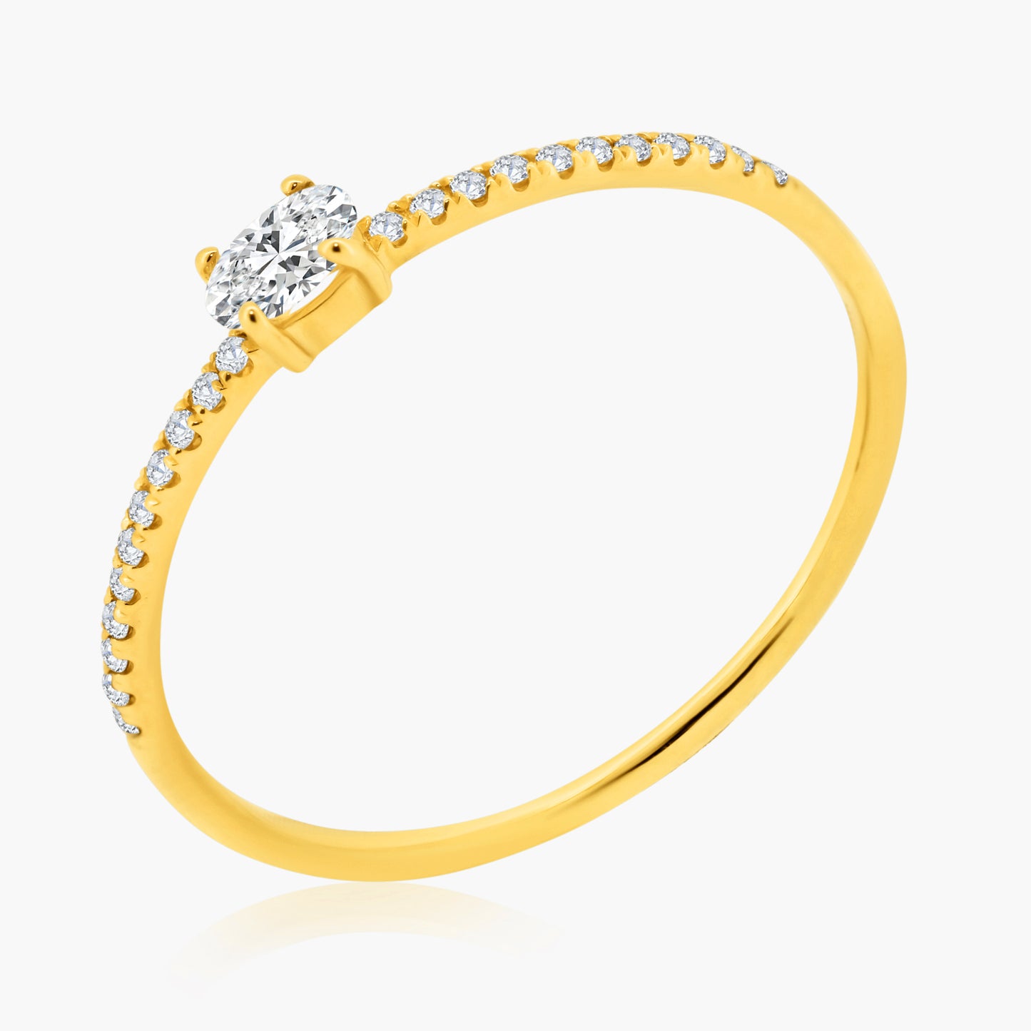 14K Yellow Gold Center Oval Diamond Ring-R60598002