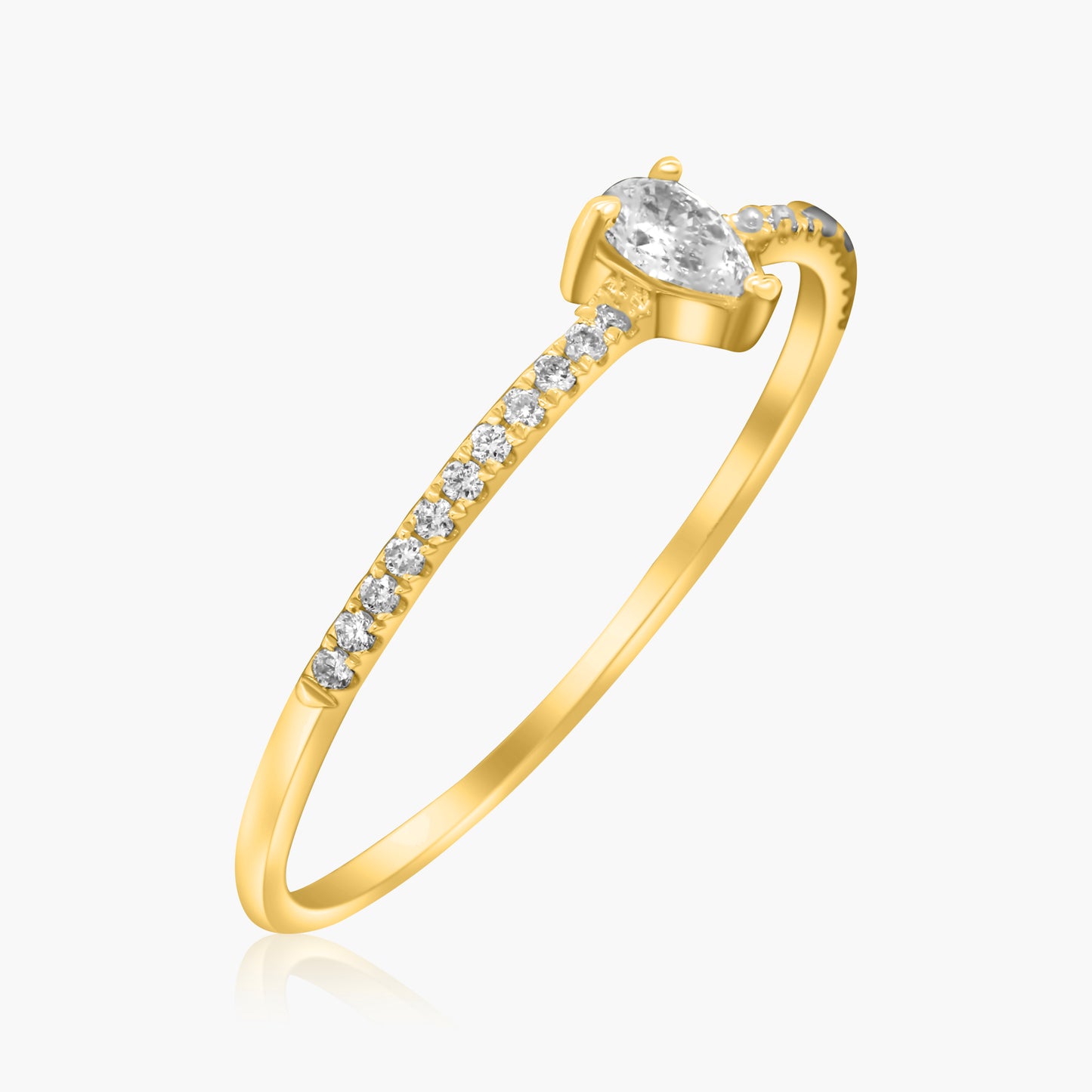 14K Yellow Gold Center Pear Diamond Ring-R60598005