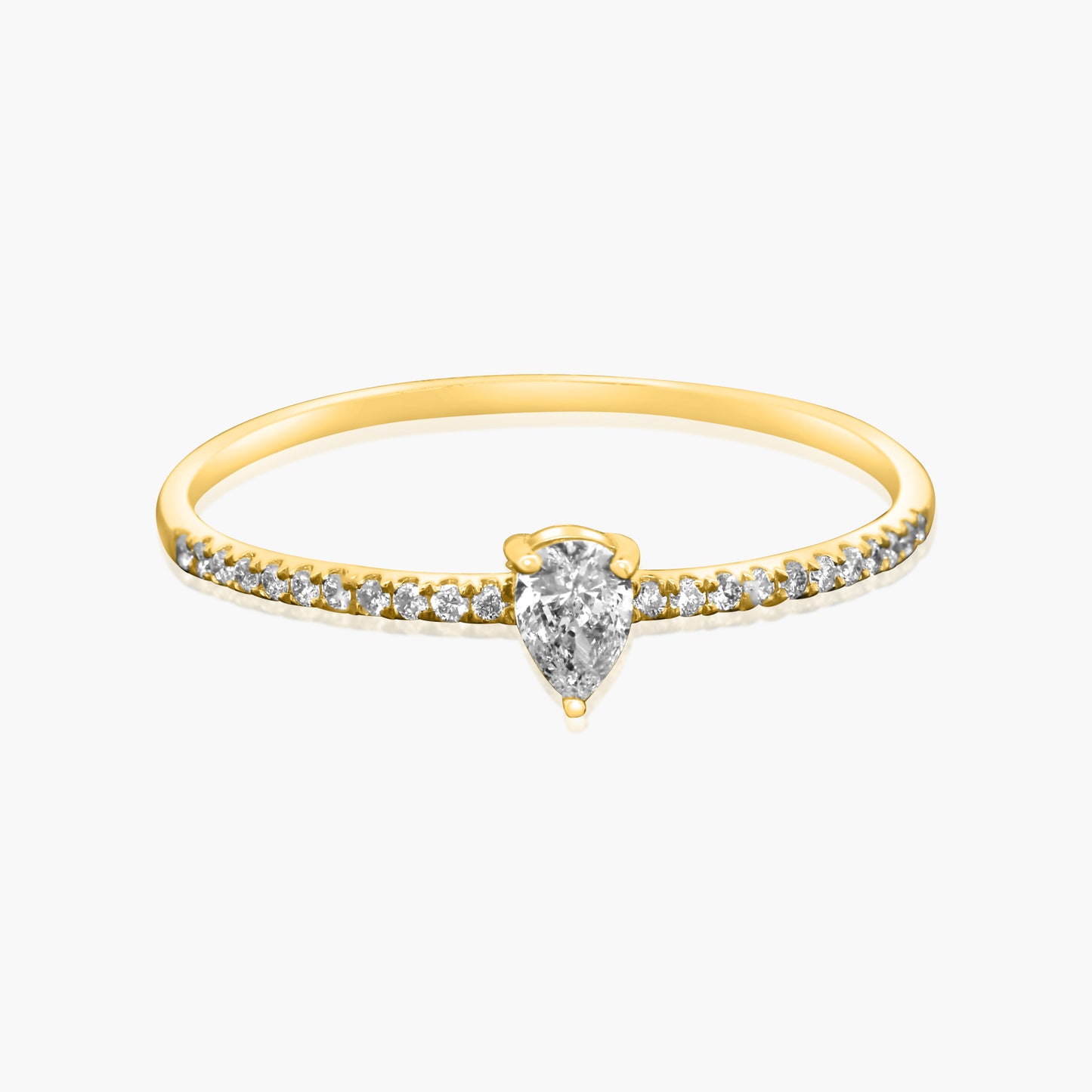 14K Yellow Gold Center Pear Diamond Ring-R60598005