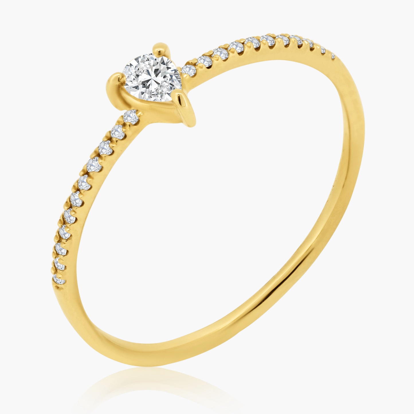 14K Yellow Gold Center Pear Diamond Ring-R60598007