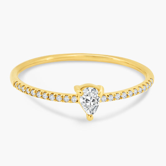 14K Yellow Gold Center Pear Diamond Ring-R60598007