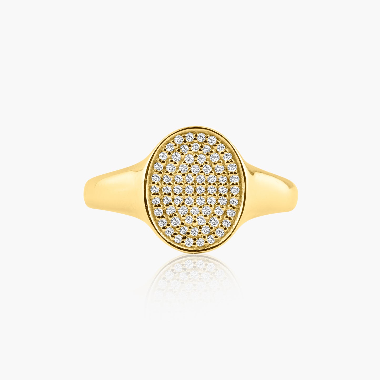 14K Yellow Gold Pave Diamond Oval Pinky Ring - R605998