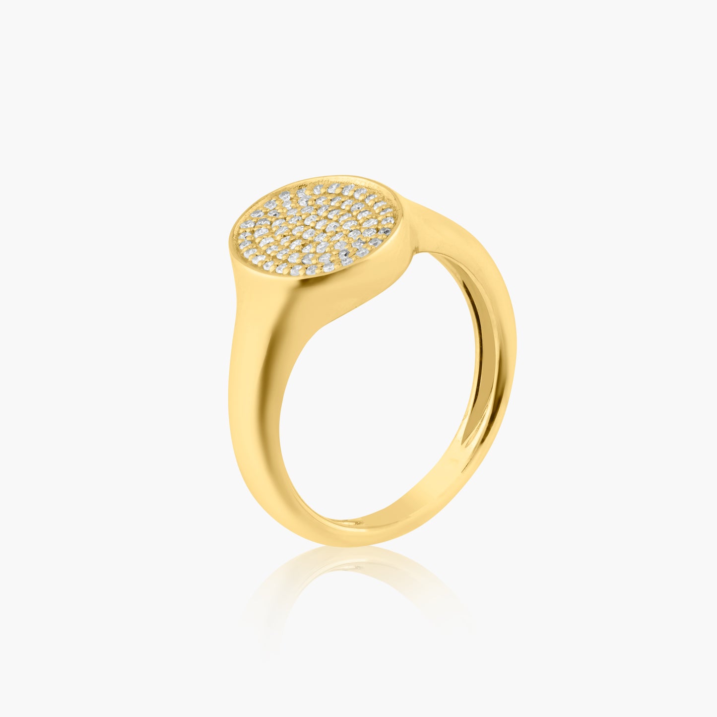 14K Yellow Gold Pave Diamond Oval Pinky Ring - R605998