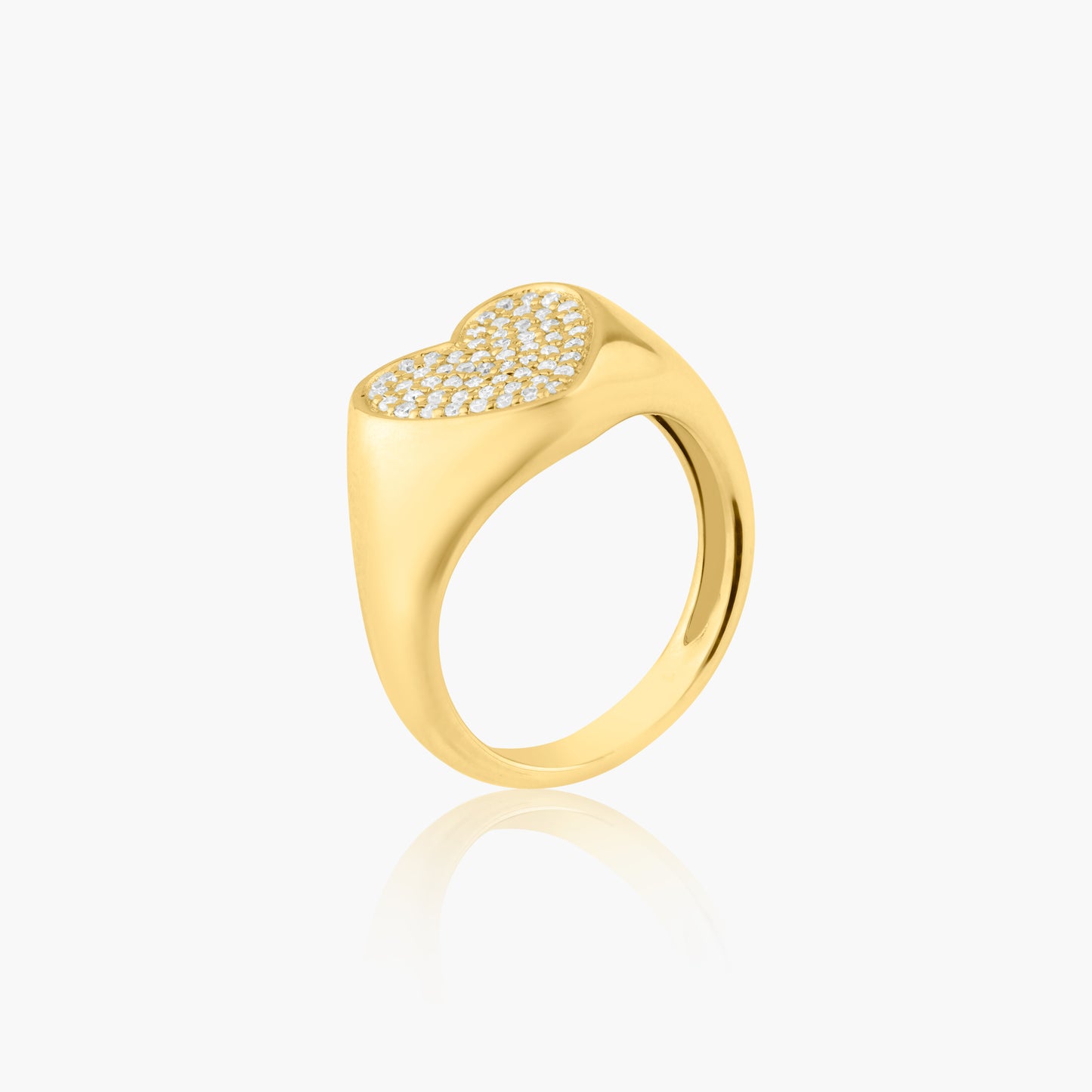 14K Yellow Gold Pave Diamond Heart Pinky Ring - R60600301