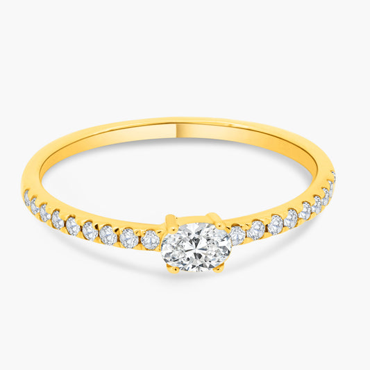 14K Yellow Gold Center Oval Diamond Ring-R60600706