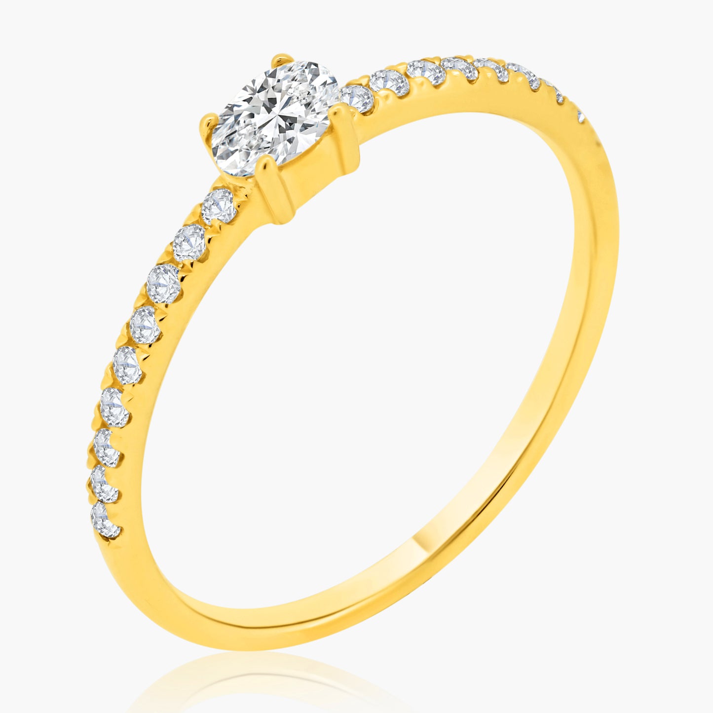 14K Yellow Gold Center Oval Diamond Ring-R60600706