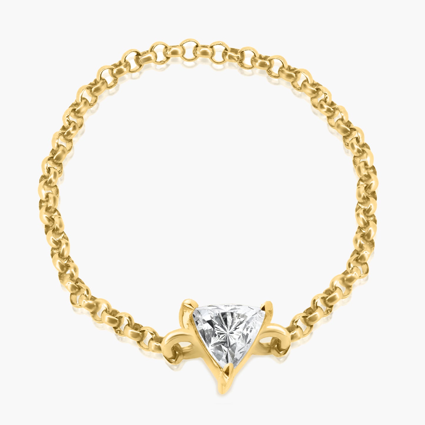 14K Yellow Gold Dainty Triangle Diamond Chain Ring - R60601307