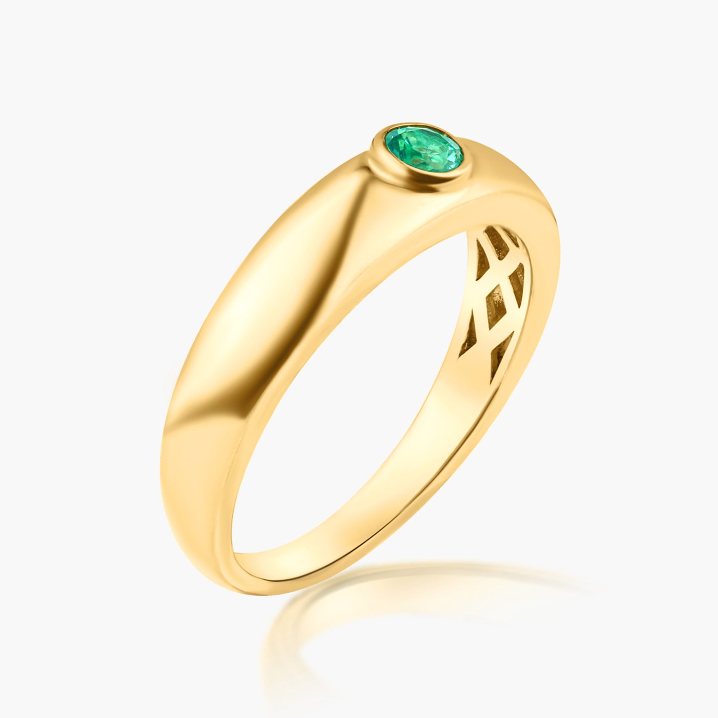 14K Yellow Gold Emerald Band - R60601403-E