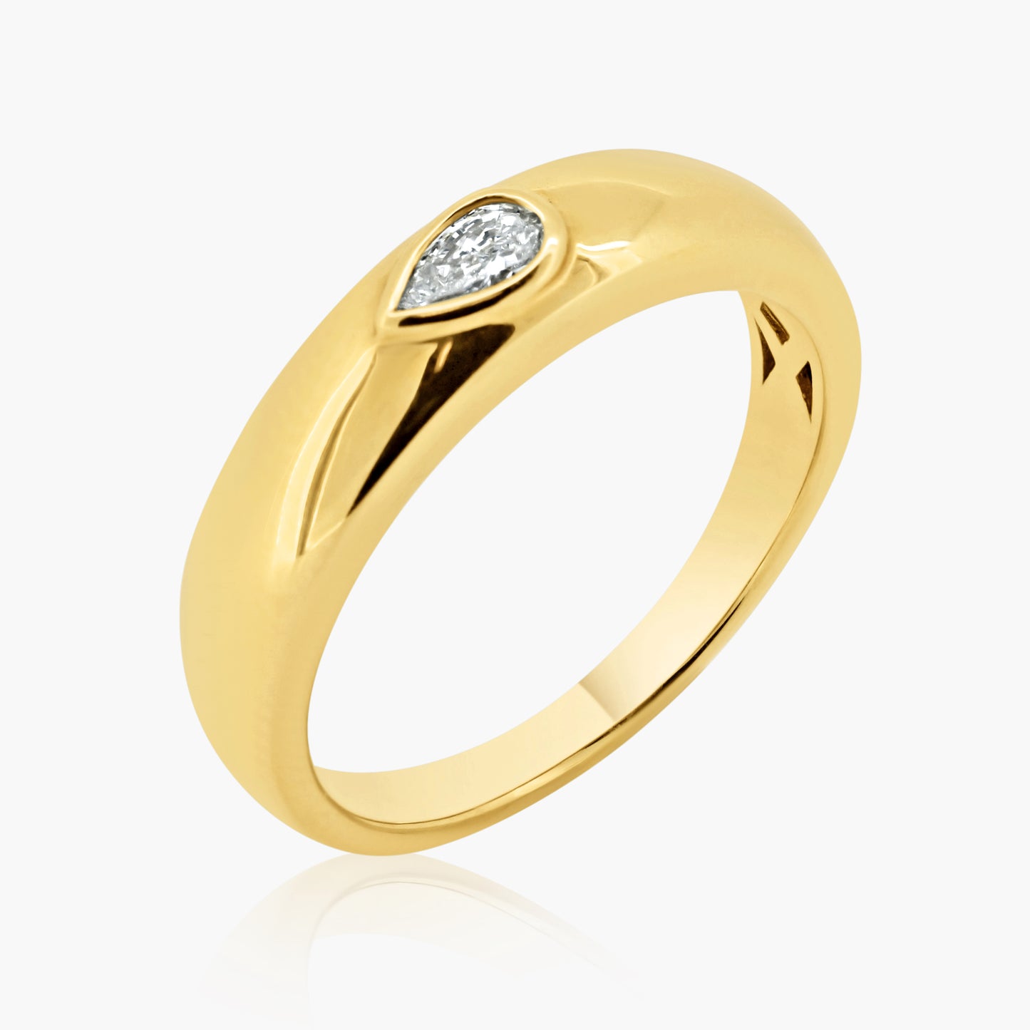 14K Yellow Gold Pear Diamond Dome Band-R60601404