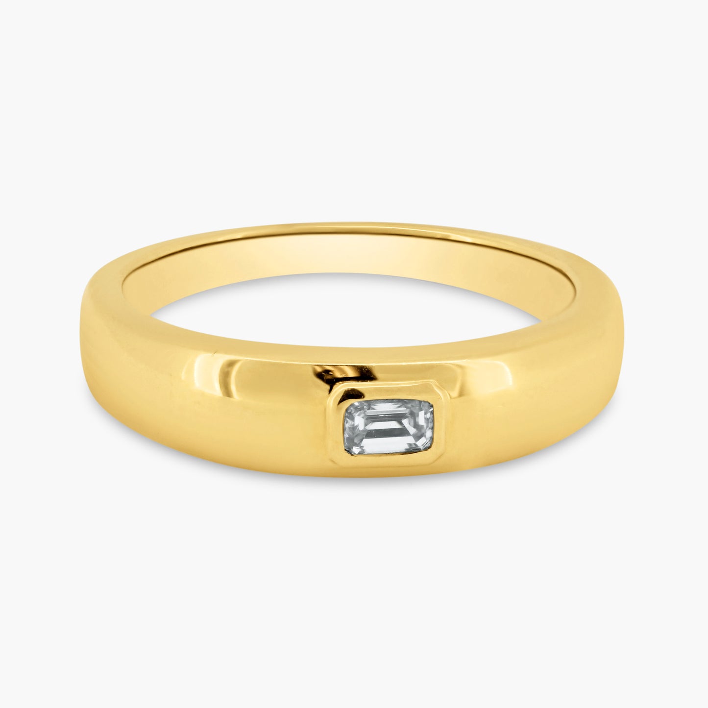 14K Yellow Gold Emerald Cut Diamond Dome Band-R60601405