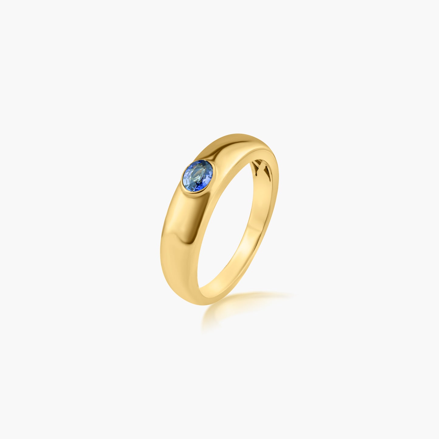 14K Yellow Gold Blue Sapphire Dome Band - R60601406-B