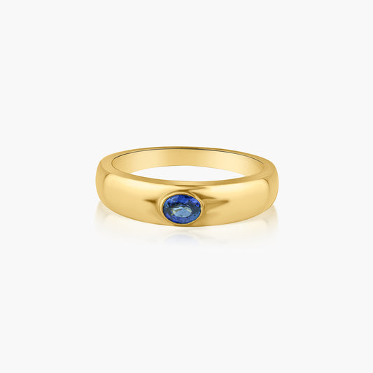 14K Yellow Gold Blue Sapphire Dome Band - R60601406-B