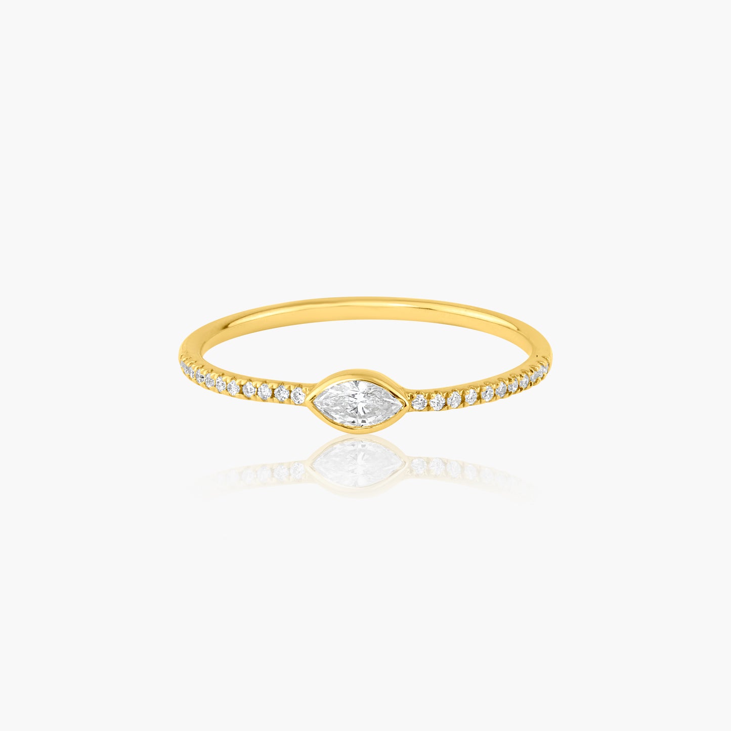 14K Yellow Gold Dainty Center Marquise Bezel Ring-R60601904