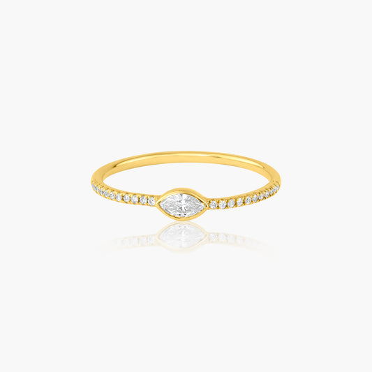 14K Yellow Gold Dainty Center Marquise Bezel Ring-R60601904