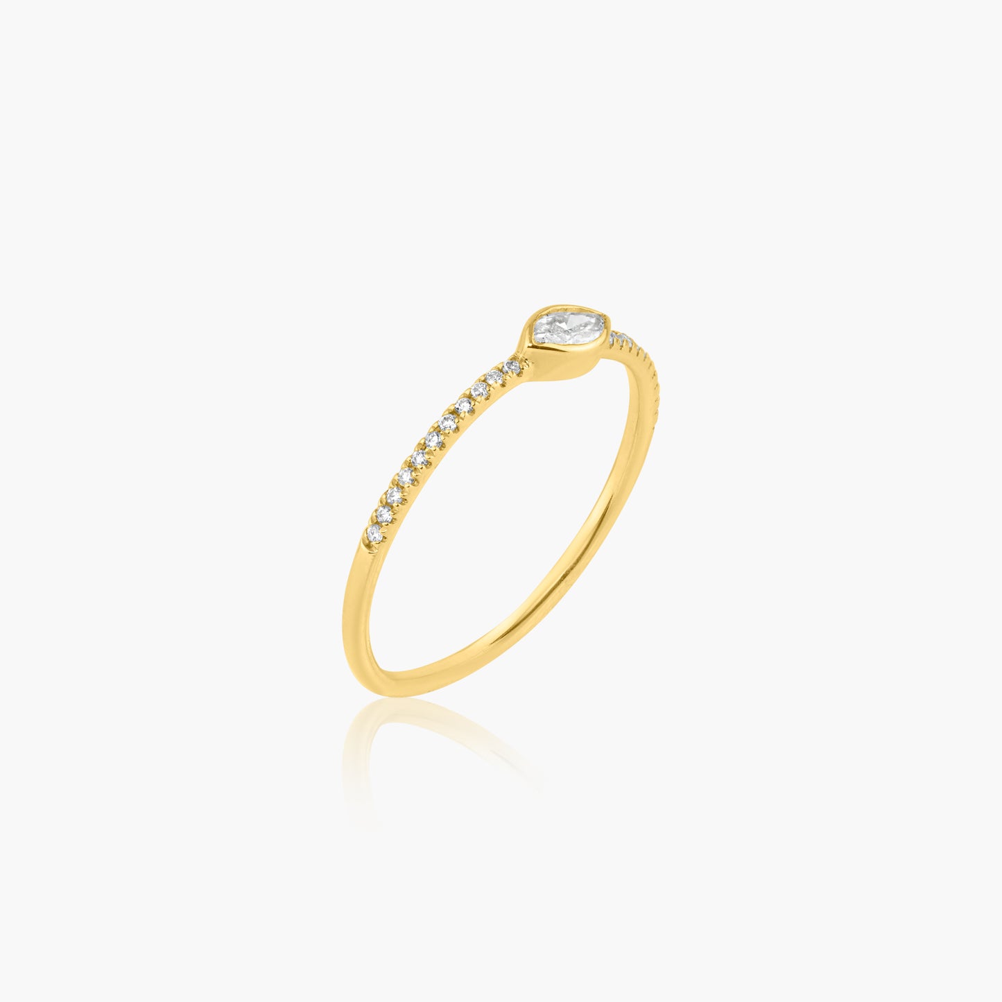 14K Yellow Gold Dainty Center Marquise Bezel Ring-R60601904