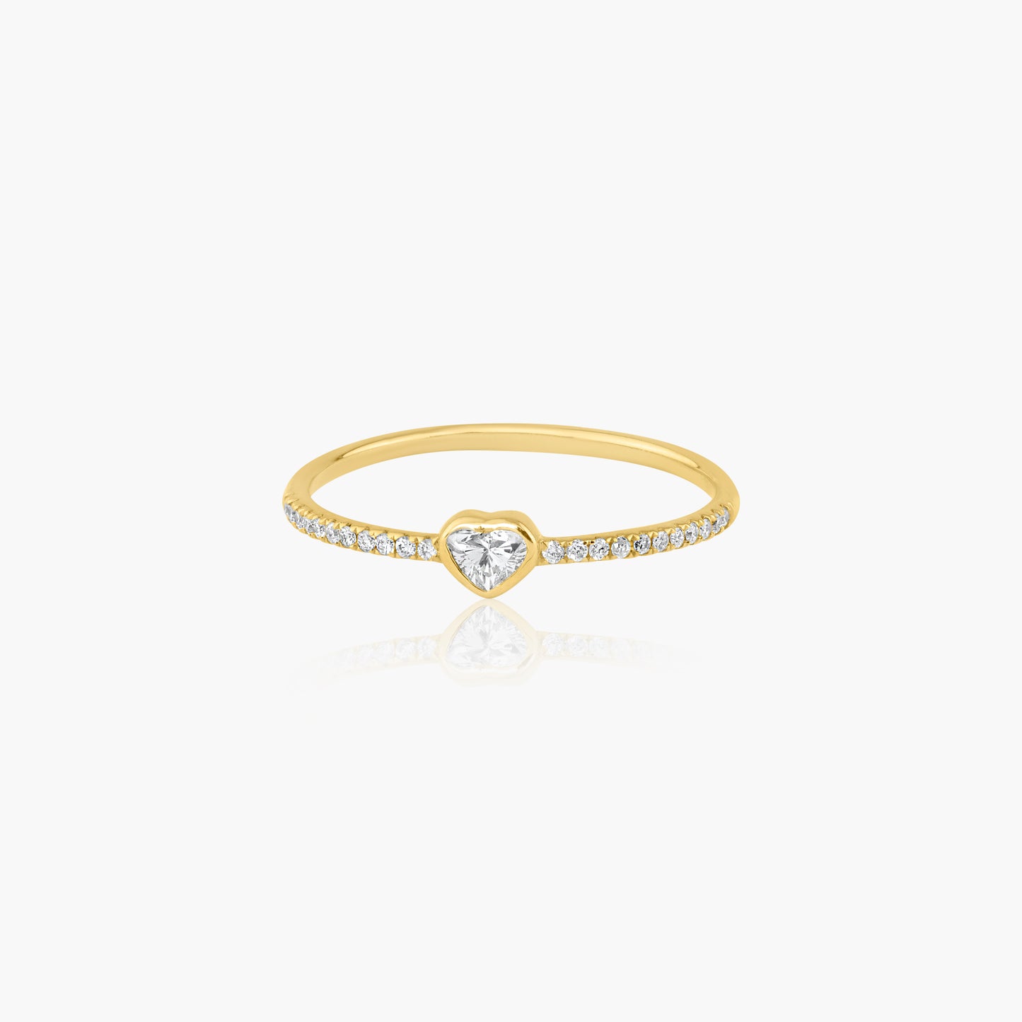 14K Yellow Gold Dainty Center Heart Bezel Ring - R60601905