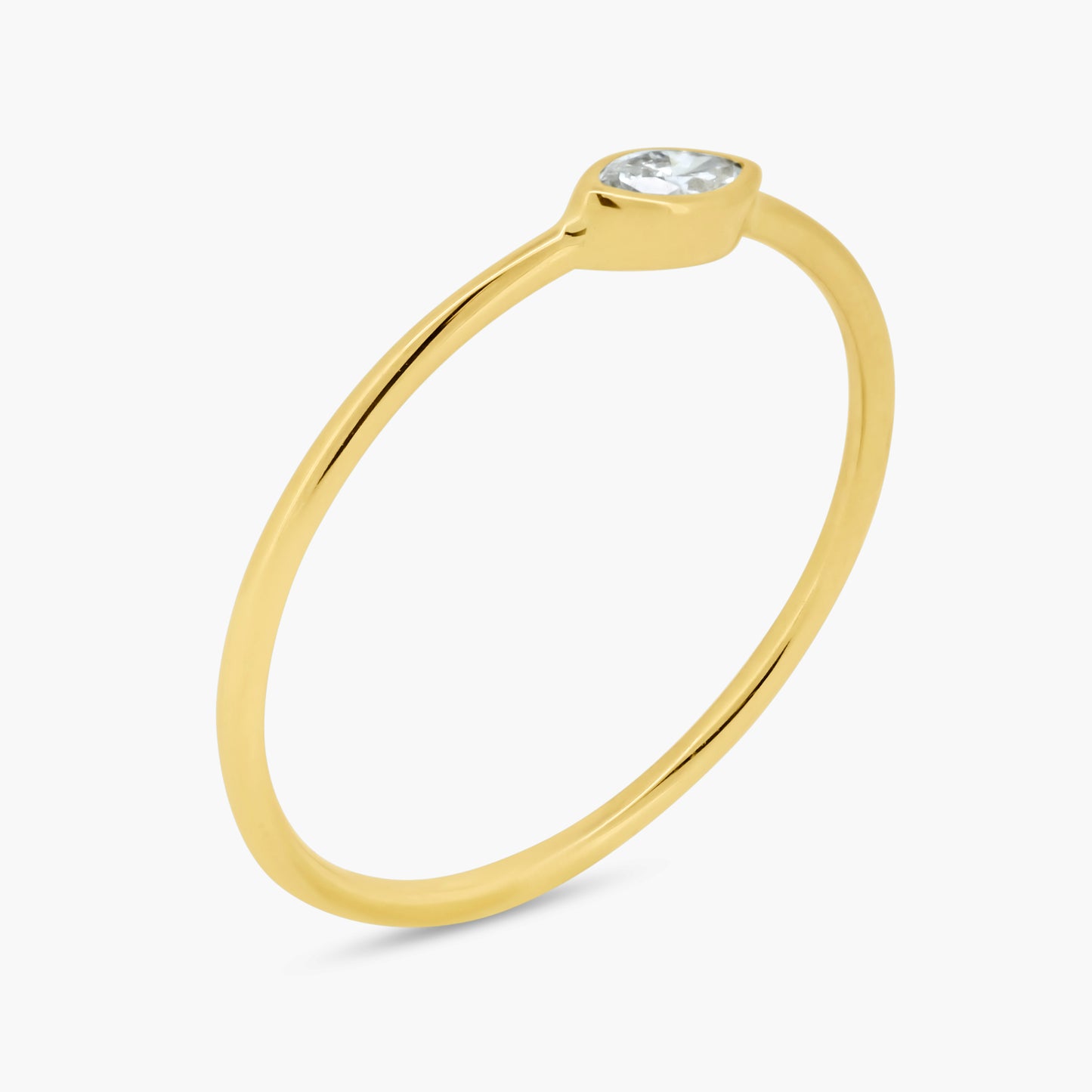 14K Yellow Gold Dainty Marquise Bezel Ring-R60602001