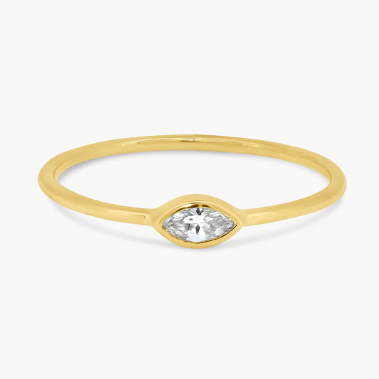 14K Yellow Gold Dainty Marquise Bezel Ring-R60602001