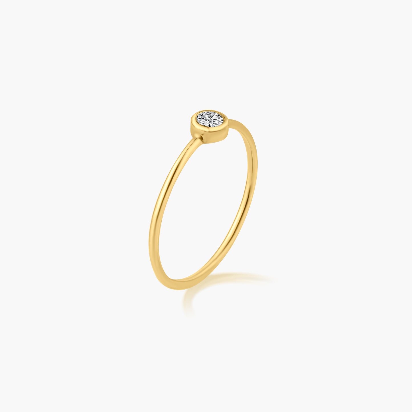 14K Yellow Gold Dainty Round Bezel Ring-R60602003