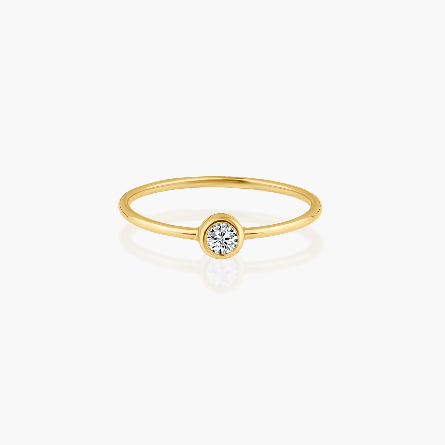 14K Yellow Gold Dainty Round Bezel Ring-R60602003