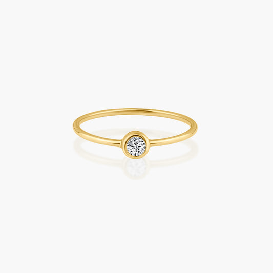 14K Yellow Gold Dainty Round Bezel Ring-R60602003