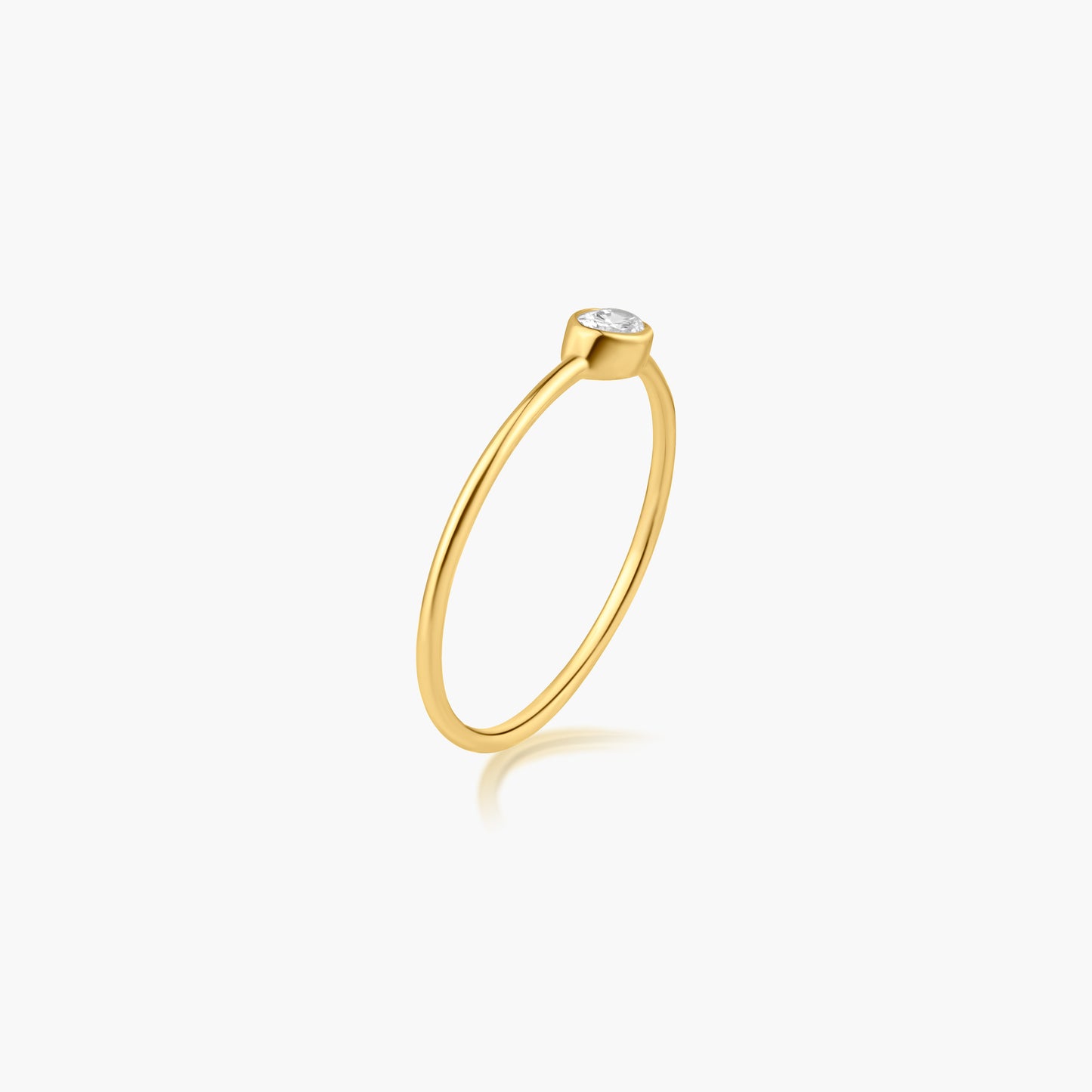 14K Yellow Gold Dainty Oval Bezel Ring-R60602005