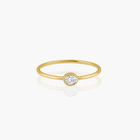 14K Yellow Gold Dainty Oval Bezel Ring-R60602005