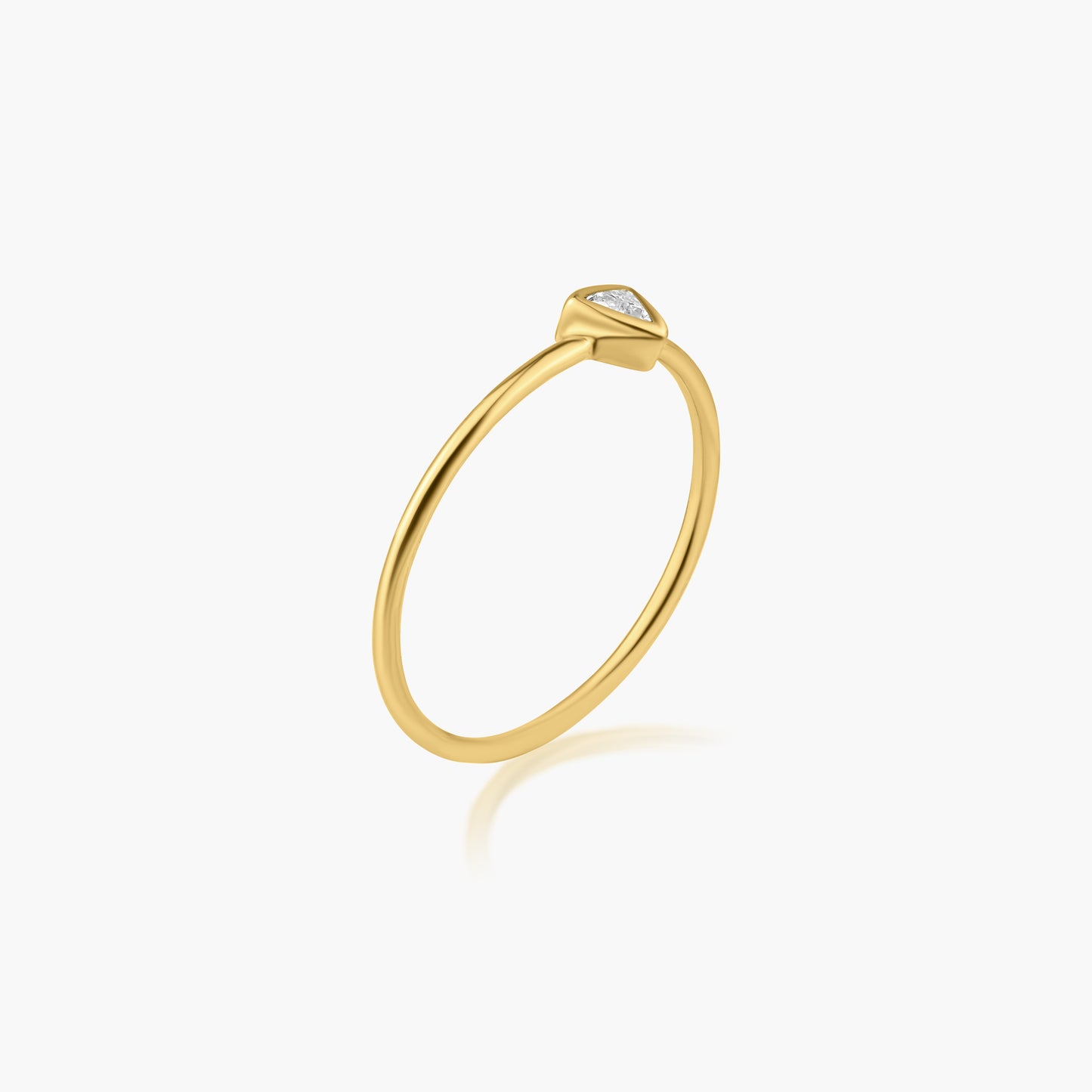 14K Yellow Gold Dainty Triangle Bezel Ring-R60602007